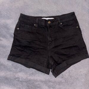 Celebrity Pink Black Jean Shorts Distressed Cut-Off